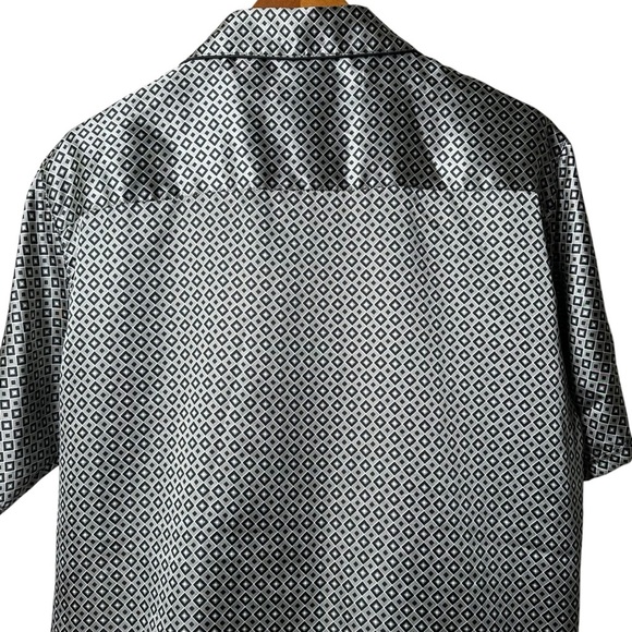 Vintage Robert Louis Large Silk Diamond Pattern Sleep Shirt Button Up Men's 90s - Picture 8 of 8